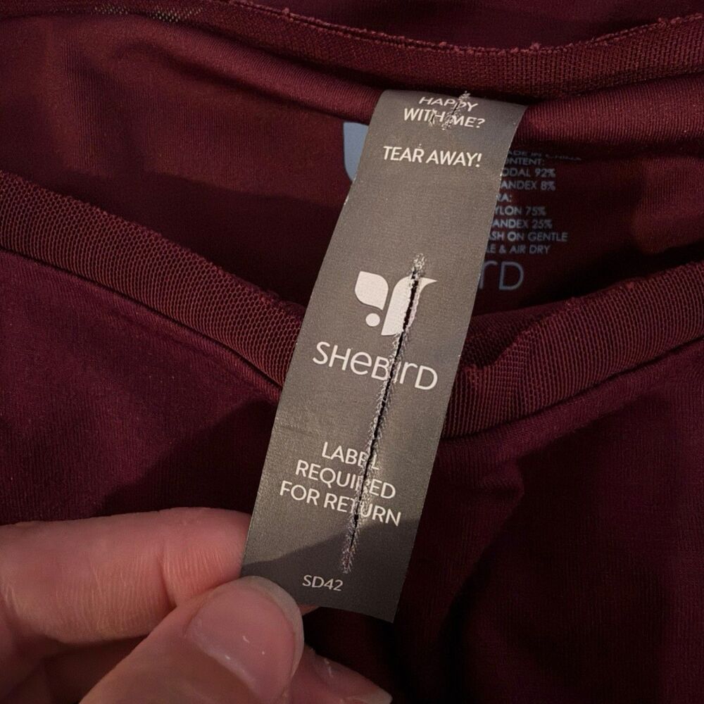 NWOT SheBird Marissa Maxi Bra Dress Dark Cherry Burgundy Wine Long Sleeve 5 M/L - Picture 12 of 12